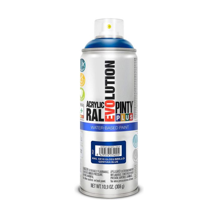 Pintura en spray Pintyplus Evolution RAL 5010 Base de agua Gentian Blue 400 ml