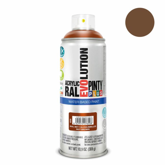 Pintura en spray Pintyplus Evolution RAL 8011 Base de agua Nut Brown 300 ml 1