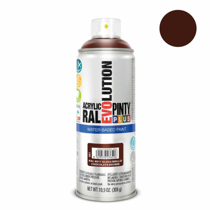 Pintura en spray Pintyplus Evolution RAL 8017 Base de agua Chocolate 300 ml 1