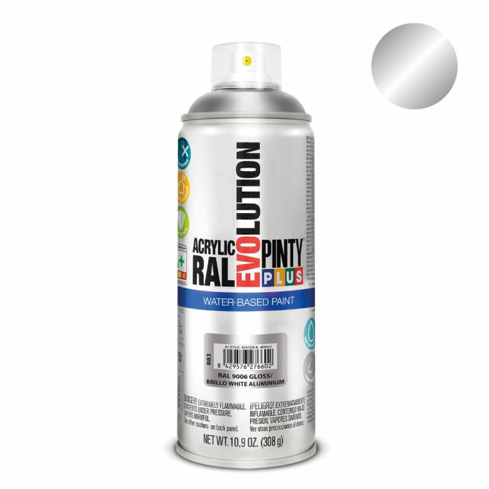 Pintura en spray Pintyplus Evolution RAL 9006 Base de agua White Aluminium 300 ml 1
