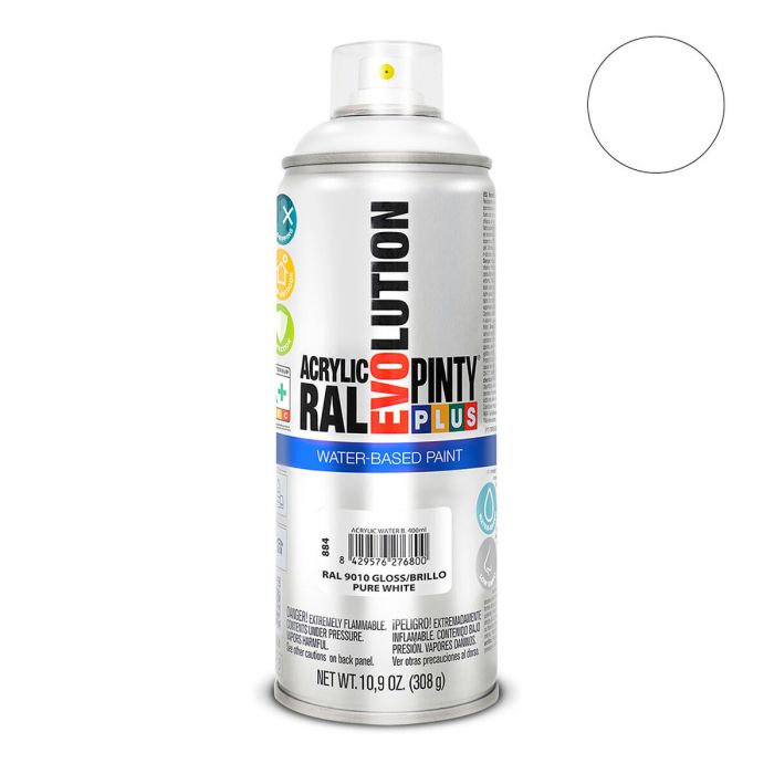 Pintura en spray Pintyplus Evolution RAL 9010 Brillante Base de agua Pure White 300 ml 1