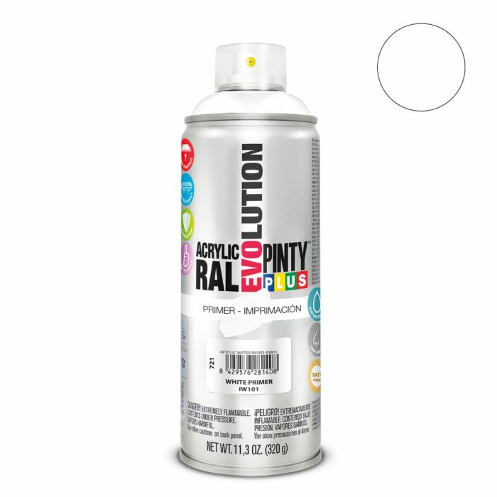 Pintura en spray Pintyplus Evolution IW101 320 ml Imprimación Base de agua Blanco 1