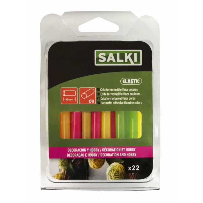 Barras de cola termofusible Salki 430106 Multicolor Decoración Flúor Ø 8 x 95 mm 105 g (22 Unidades) 3