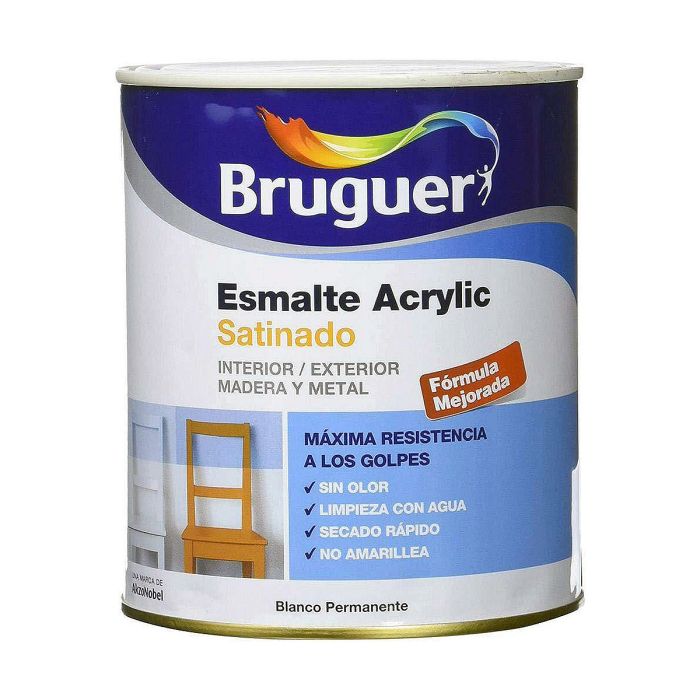 Esmalte acrilico multisuperficie blanco permanente satinado 0,750l 5057417 bruguer