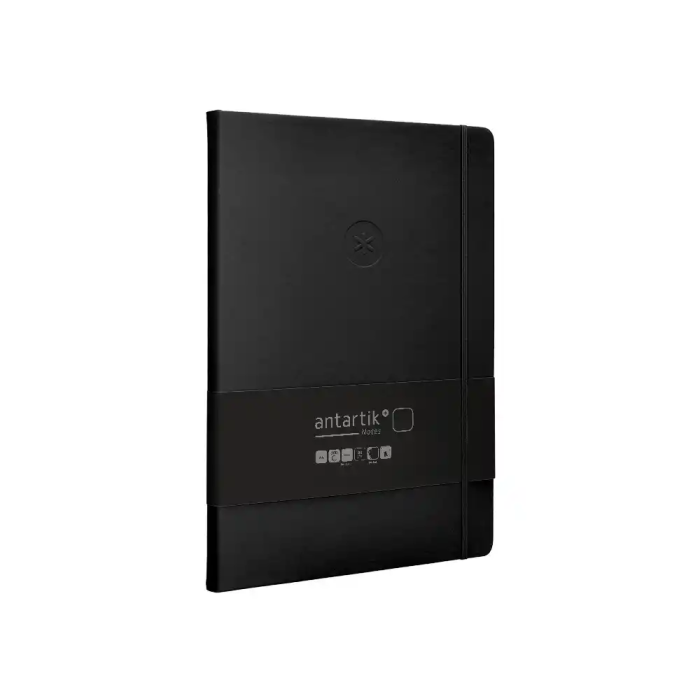 Antartik Cuaderno A4 Tapa Dura Hojas Lisas Negro 100 Hojas 80gr FSC Colección Antartik Notes con Gomilla y Bolsillo 4
