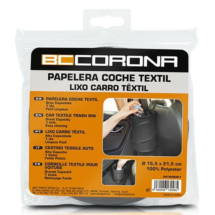 Papelera para coche BC Corona INT20001 Negro Textil 2