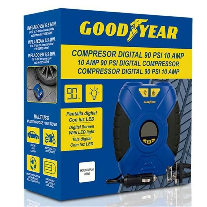 Compresor de Aire Portátil con LED Goodyear GOD0020 12 V 90 PSI 7