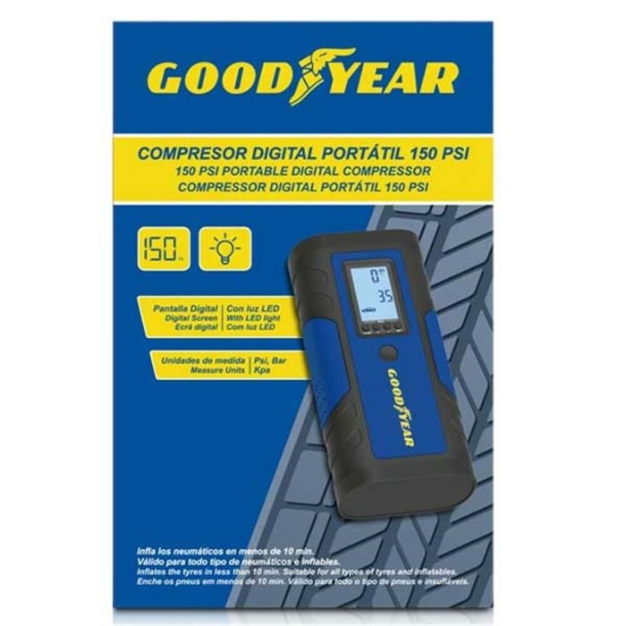 Compresor de Aire Portátil con LED Goodyear GOD0019 2600 mAh 150 PSI 7,4 V 6
