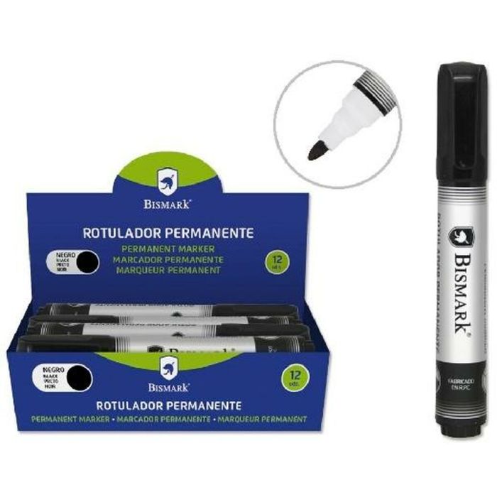 Rotulador permanente Bismark Negro 1,5 mm (12 Unidades) 1