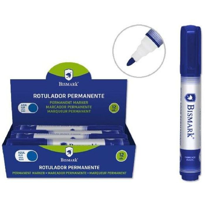 Rotulador permanente Bismark Azul 1,5 mm (12 Unidades) 1