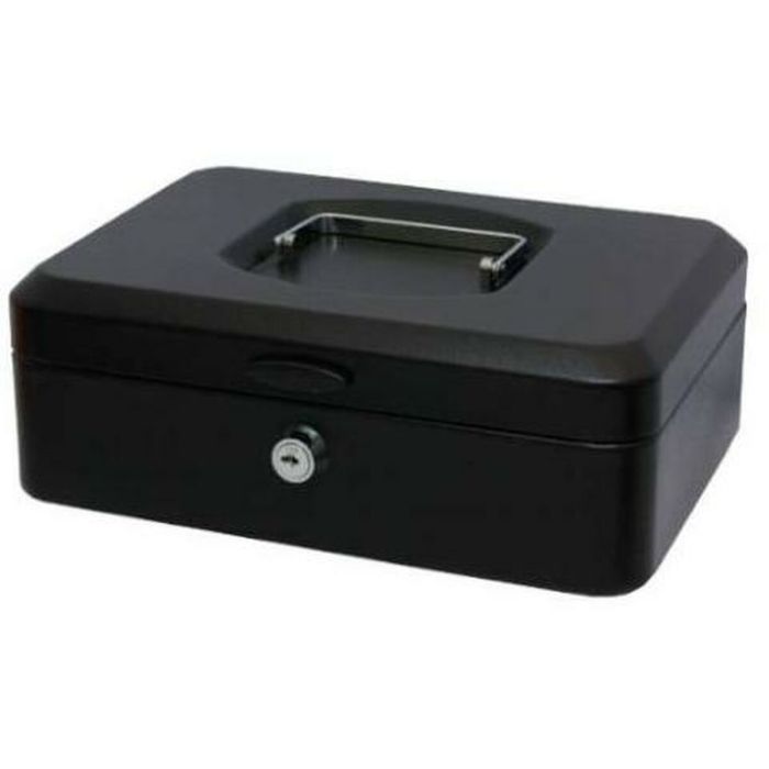 Bismark Caja De Caudales De Metal Grande 25x9x17 cm Con Bandeja Y Cierre Negro