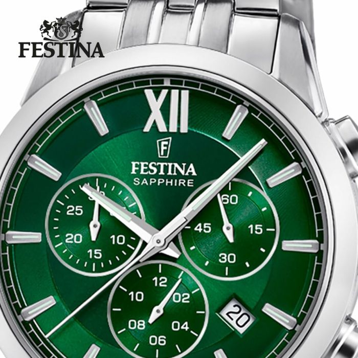 Reloj Hombre Festina F20040/3 Verde Plateado 4