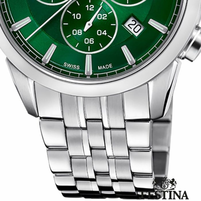 Reloj Hombre Festina F20040/3 Verde Plateado 3
