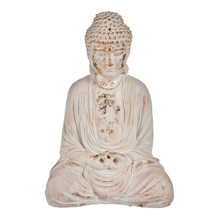 Figura Decorativa para Jardín Buda 22,5 x 40,5 x 27 cm Dorado Blanco Poliresina