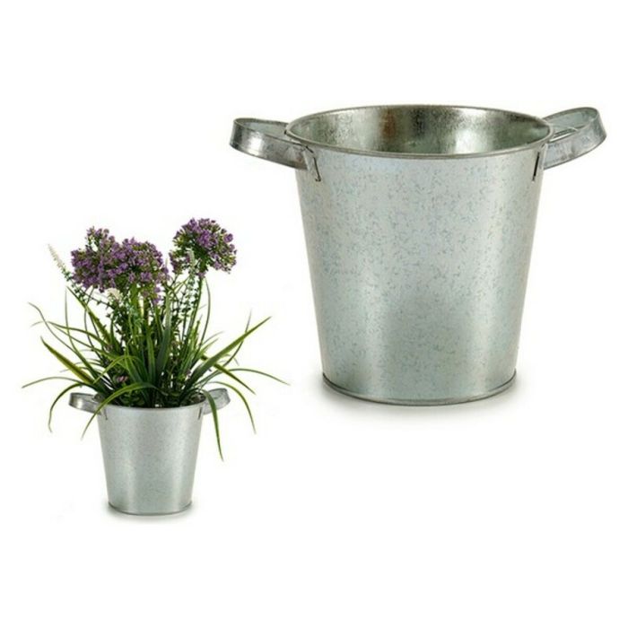 Maceta Cubo Zinc Plateado (16,2 x 14 x 20 cm)