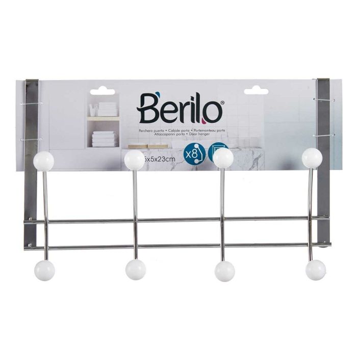 Perchero para Puertas Plateado Blanco Metal Plástico (35 x 10 x 22 cm) 2 Perchero para Puertas Plateado Blanco Metal Plástico (35 x 10 x 22 cm) 2