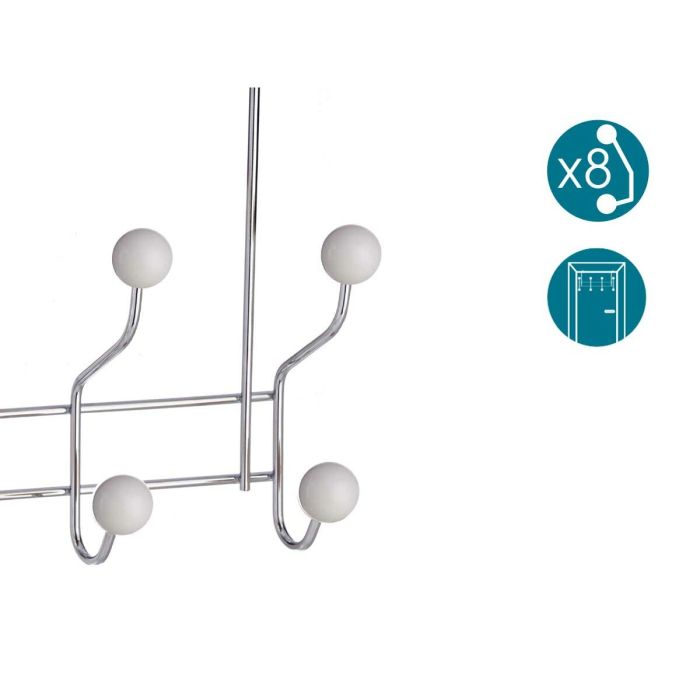 Perchero para Puertas Plateado Blanco Metal Plástico (35 x 10 x 22 cm) 1 Perchero para Puertas Plateado Blanco Metal Plástico (35 x 10 x 22 cm) 1