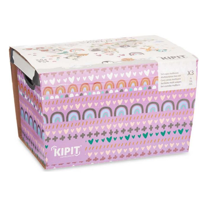 Set de Cajas Organizadoras Apilables World 3 Piezas Plástico 1 Set de Cajas Organizadoras Apilables World 3 Piezas Plástico 1