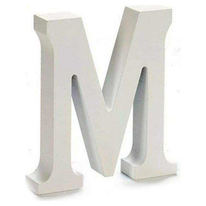 Letra M Blanco Madera 2 x 11 cm
