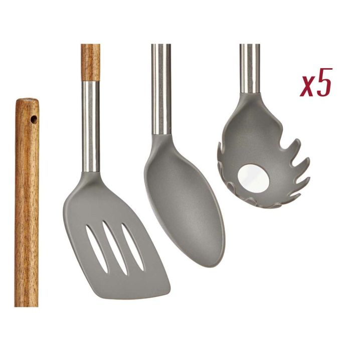 Juego de Utensilios de Cocina Madera de acacia Acero Inoxidable 8,5 x 35 x 20,5 cm 1 Juego de Utensilios de Cocina Madera de acacia Acero Inoxidable 8,5 x 35 x 20,5 cm 1