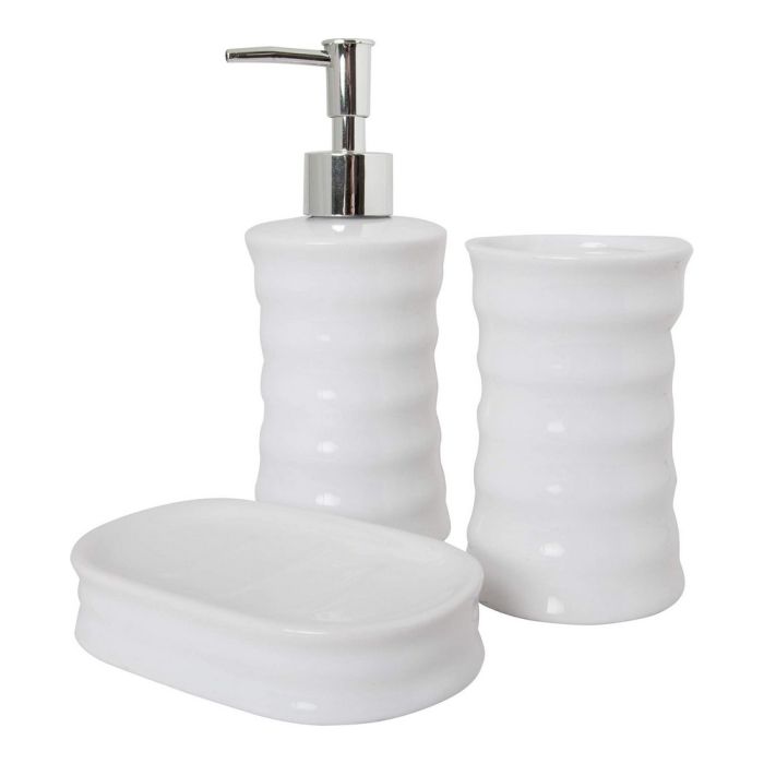 Set Baño 3 Pzs Ondas Blanco Berilo 19X8CM (12 Unidades) Set Baño 3 Pzs Ondas Blanco Berilo 19X8CM (12 Unidades)