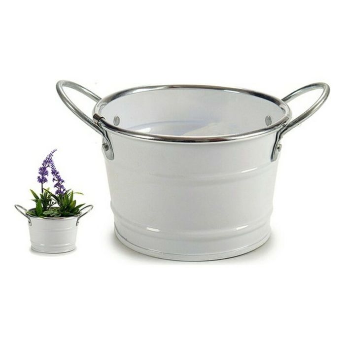 Macetero Bajo C Asas Blanco Filo Plata Ibergarden 17X8CM (72 Unidades) Macetero Bajo C Asas Blanco Filo Plata Ibergarden 17X8CM (72 Unidades)