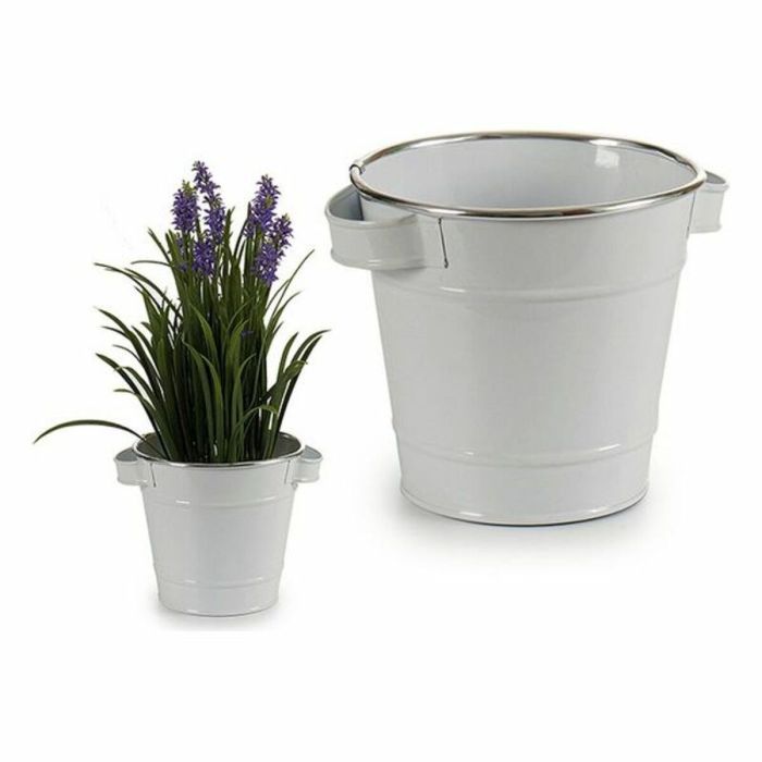 Cubo Metal Blanco Filo Plata Ibergarden 19X14CM (24 Unidades) Cubo Metal Blanco Filo Plata Ibergarden 19X14CM (24 Unidades)