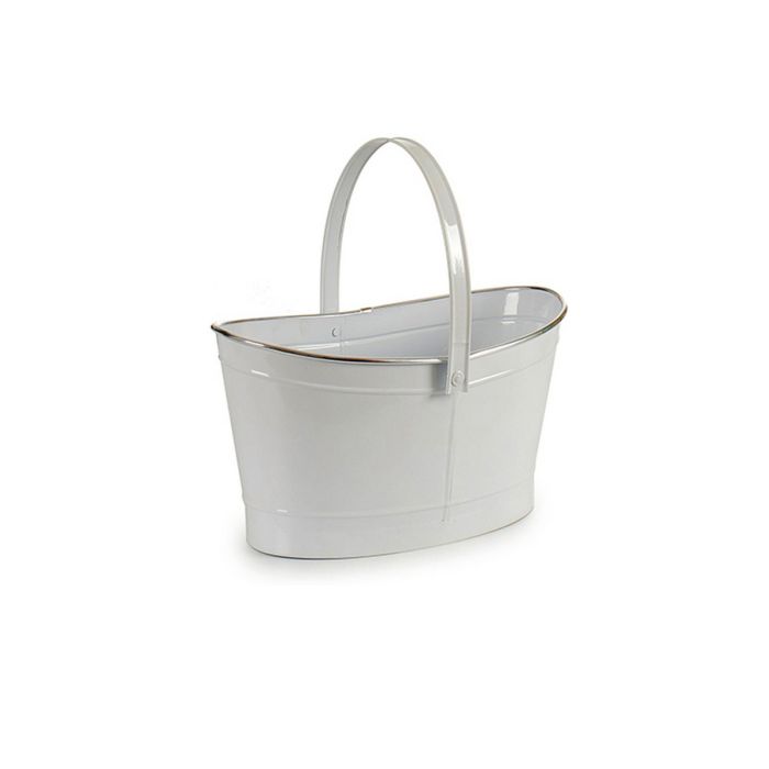 Macetero Cesta Metal Blanco (22 x 19,5 x 37,5 cm)