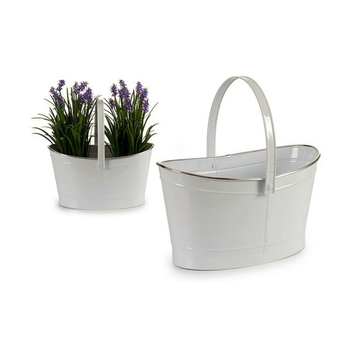 Macetero Cesta Metal Blanco (22 x 19,5 x 37,5	cm) 1