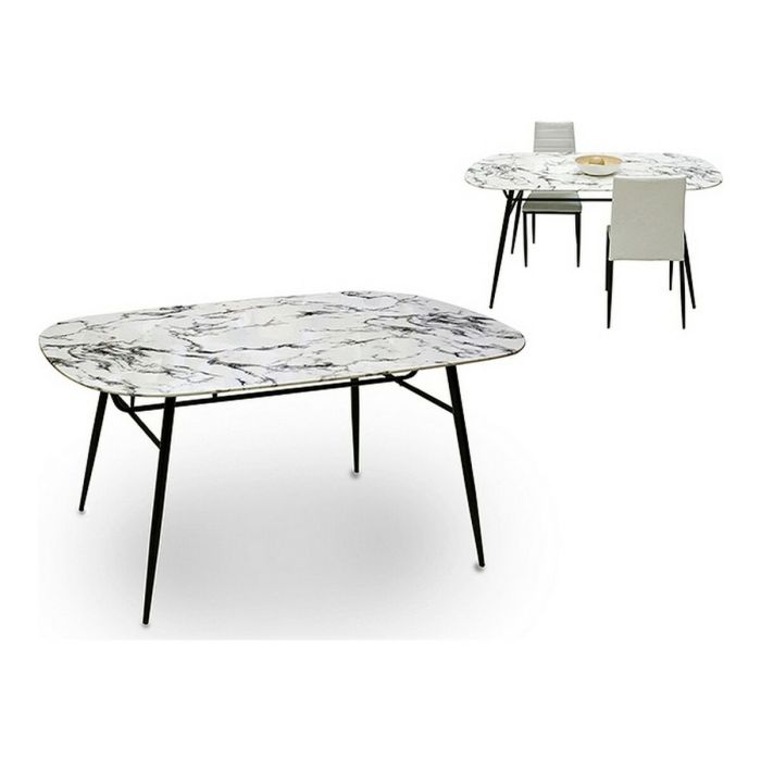 Mesa auxiliar Blanco Negro Metal Cristal Templado 90 x 76,5 x 160 cm 1