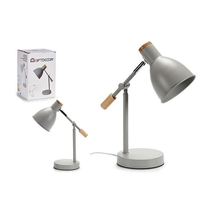 Flexo/Lámpara de escritorio Gris Madera Metal (15 x 36 x 32 cm)