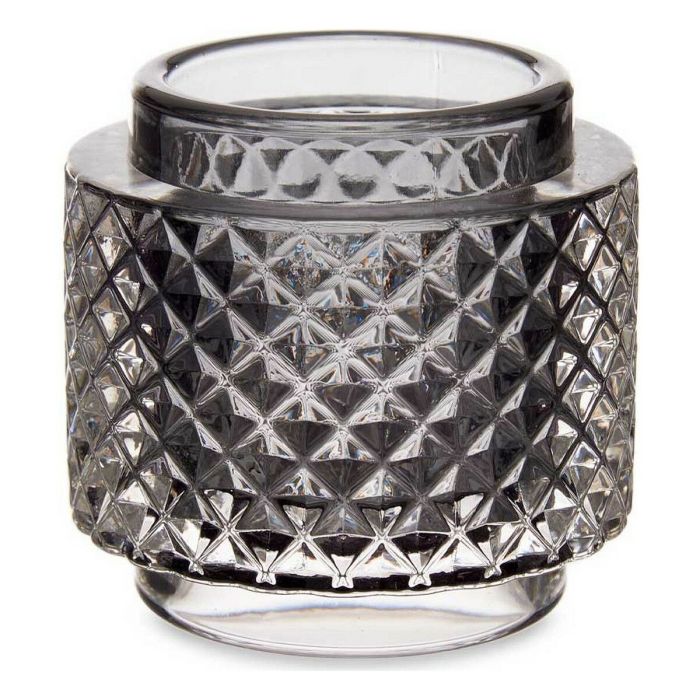 Portavelas 9 x 8,8 x 9 cm Gris Vidrio Portavelas 9 x 8,8 x 9 cm Gris Vidrio