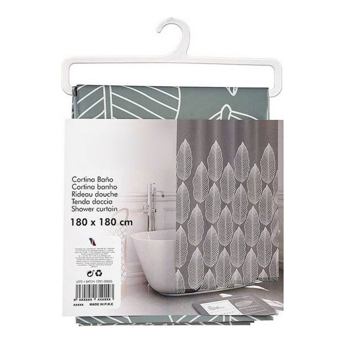 Cortina de Ducha Beauty Products Gris Blanco Plástico (180 x 180 cm)