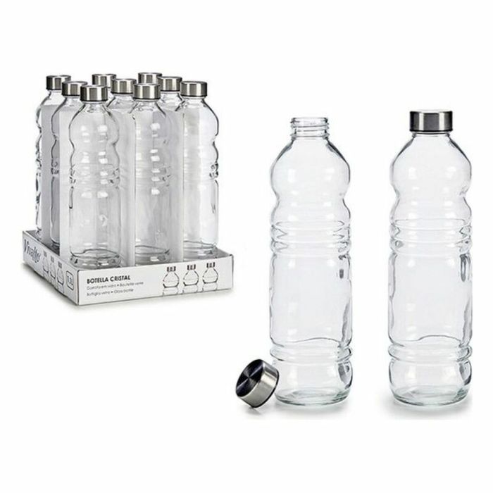 Botella de Cristal Vivalto 1100 ml - 8x31x8 cm, Transparente y Plata (18 Unidades) Botella de Cristal Vivalto 1100 ml - 8x31x8 cm, Transparente y Plata (18 Unidades)