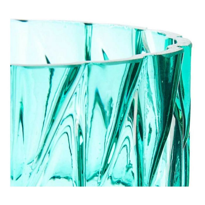 Jarrón Tallado Cristal Turquesa (13 x 26,5 x 13 cm) 2