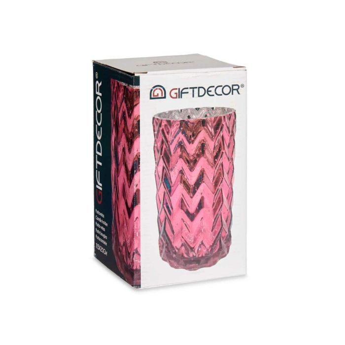 Jarrón Rosa Tallado Espiga Cristal (11,3 x 19,5 x 11,3 cm) 2 Jarrón Rosa Tallado Espiga Cristal (11,3 x 19,5 x 11,3 cm) 2