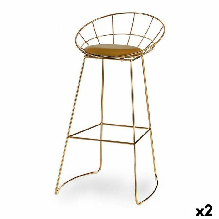 Taburete Dorado Mostaza Hierro (51 x 94 x 52 cm) (2 Unidades) Taburete Dorado Mostaza Hierro (51 x 94 x 52 cm) (2 Unidades)