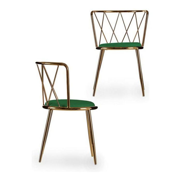 Silla Dorado Verde Rombos Metal (50,5 x 73 x 51 cm) 1 Silla Dorado Verde Rombos Metal (50,5 x 73 x 51 cm) 1