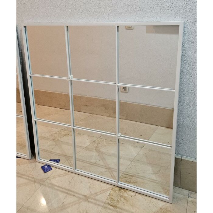 Espejo de pared Blanco Metal Cristal Ventana 90 x 90 x 2 cm 5