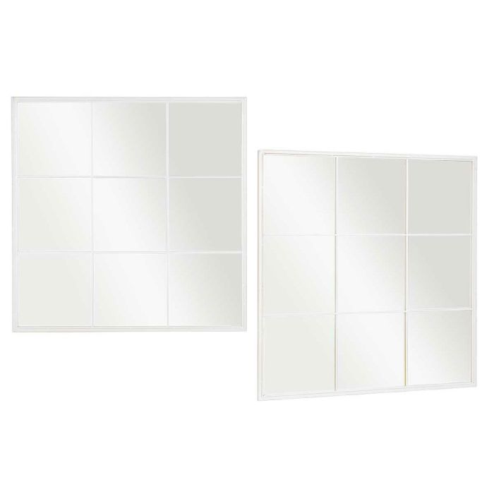 Espejo de pared Blanco Metal Cristal Ventana 90 x 90 x 2 cm 1