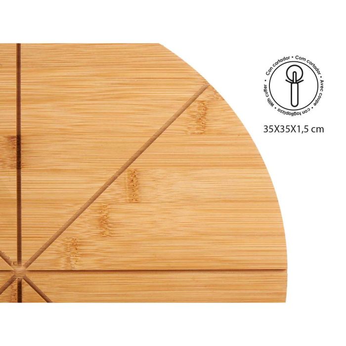 Tabla de cortar Pizza Marrón Bambú (Ø 35 cm) 2
