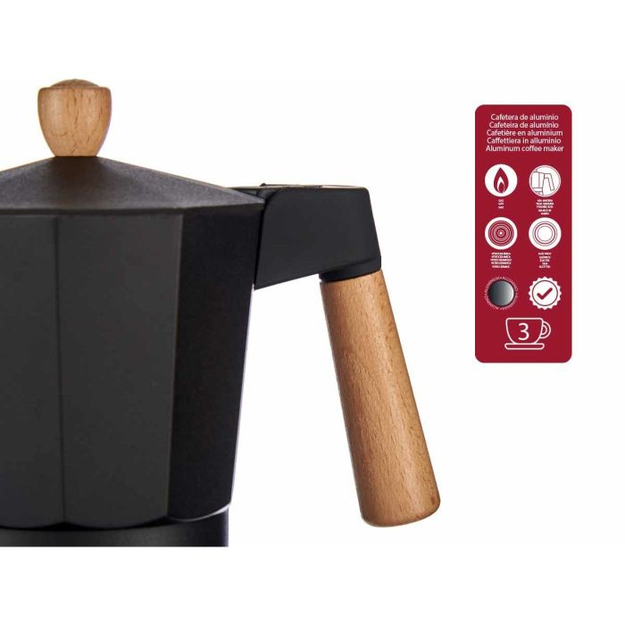 Cafetera Italiana Madera Aluminio 3 Tazas 2 Cafetera Italiana Madera Aluminio 3 Tazas 2