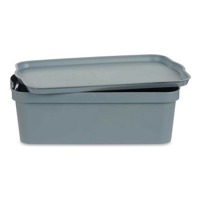 Caja Plastico Con Tapa 14L Gris Kipit 29X14CM (12 Unidades) Caja Plastico Con Tapa 14L Gris Kipit 29X14CM (12 Unidades)