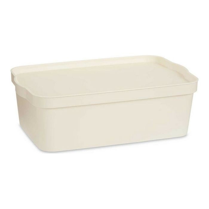 Caja de Almacenaje con Tapa Crema Plástico 14 L 29,5 x 14,3 x 45 cm 2