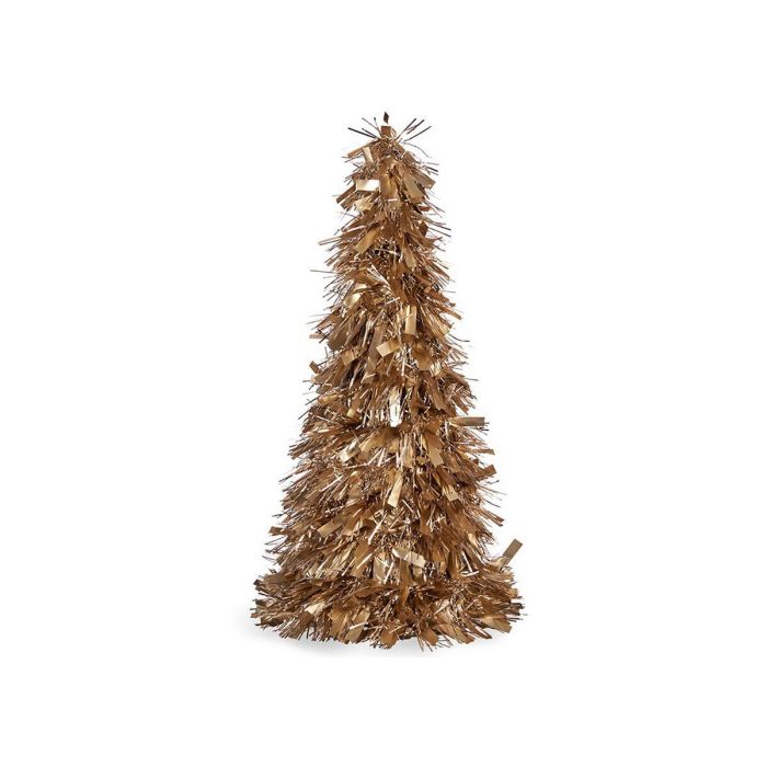 Árbol de Navidad Mate Espumillón 18 x 18 x 45,5 cm Dorado Blanco Plástico Polipropileno