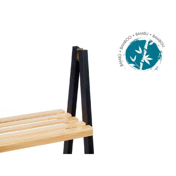 Estantería de Baño Negro Natural Bambú Madera de pino 40,3 x 81,5 x 30 cm 1