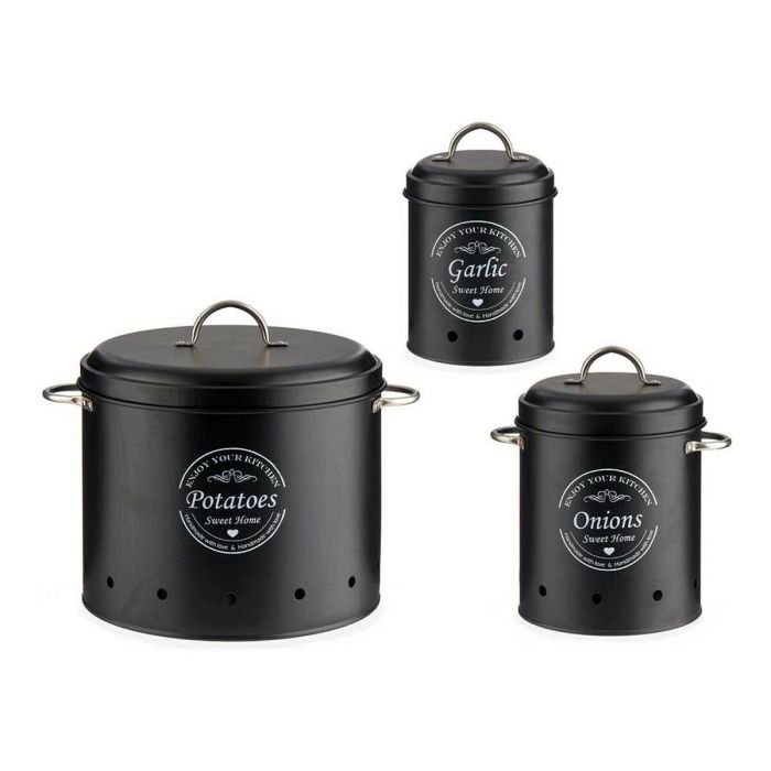 Set de 3 Botes Negro Metal