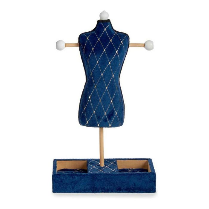 Joyero de Pie Azul Rombos Terciopelo Madera (12 x 40 x 24 cm) 1 Joyero de Pie Azul Rombos Terciopelo Madera (12 x 40 x 24 cm) 1