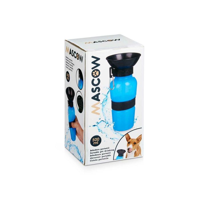 Botella Bebedero de Agua para Perros Azul Negro Metal Plástico 500 ml 3