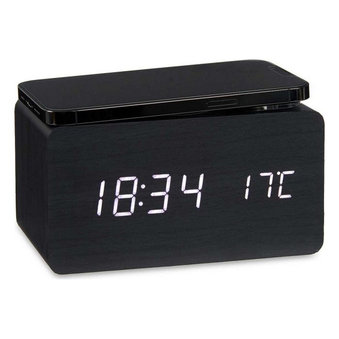 Reloj Digital de Sobremesa Negro PVC Madera MDF (15 x 7,5 x 7 cm) 1